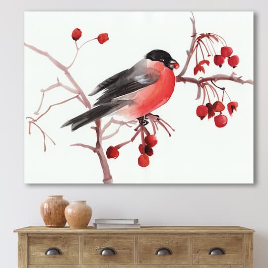 Designart - Bullfinch Bird On A Branch
